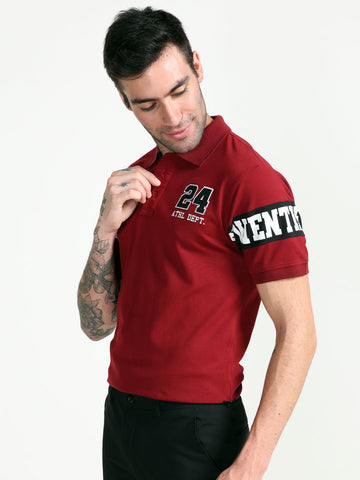 Echo 24 Design Men's Premium Cotton Lycra Brick Red Twentee4 Polo Shirt