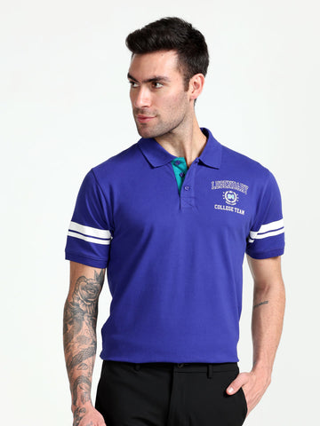 Erin Legendary Design Men's Premium Cotton Lycra Clematis Blue Twentee4 Polo Shirt