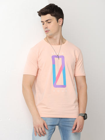 20 Four Design Twentee4 Men's Cotton Lycra T-Shirt; Peach Color Regular Fit, twentee4.com Twentee 4
