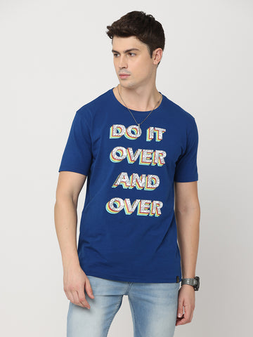Do It Over And Over; Navy Blue Twentee4 Men's Premium Cotton Lycra T-Shirt; Regular Fit - Twentee 4 main image