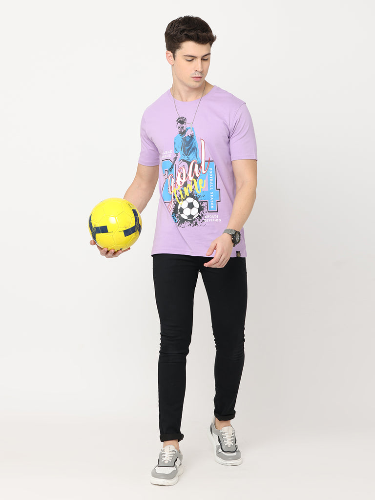 Goal Time Football 24 Design Twentee4 Men's Lilac Premium T-Shirt; Pure Cotton Regular Fit - Twentee 4 main image