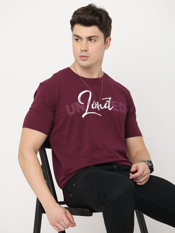 Unlimited; Grape Wine Cotton Lycra Premium Twentee4 Men's T-shirt; Regular Fit - Twentee 4 main image